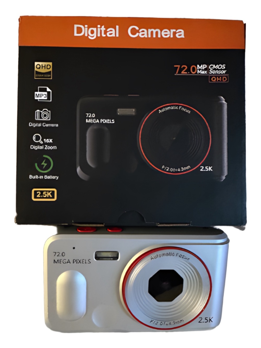 Compact Digital Camera - Silver 72.0 MP with 2.5K Video